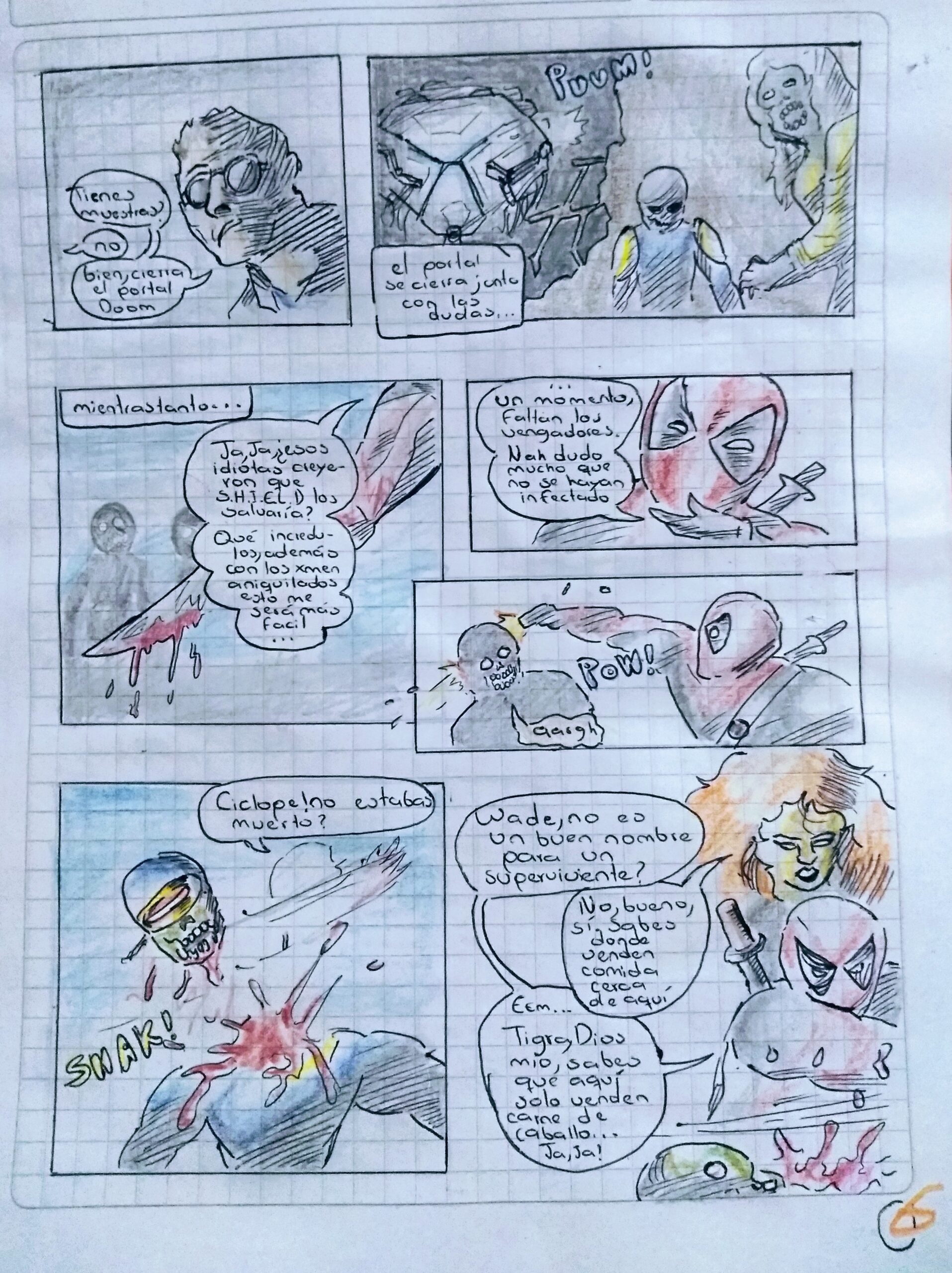 História em quadrinhos caseira, em folha pautada. Imagem ilustrativa texto criar histórias em quadrinhos.